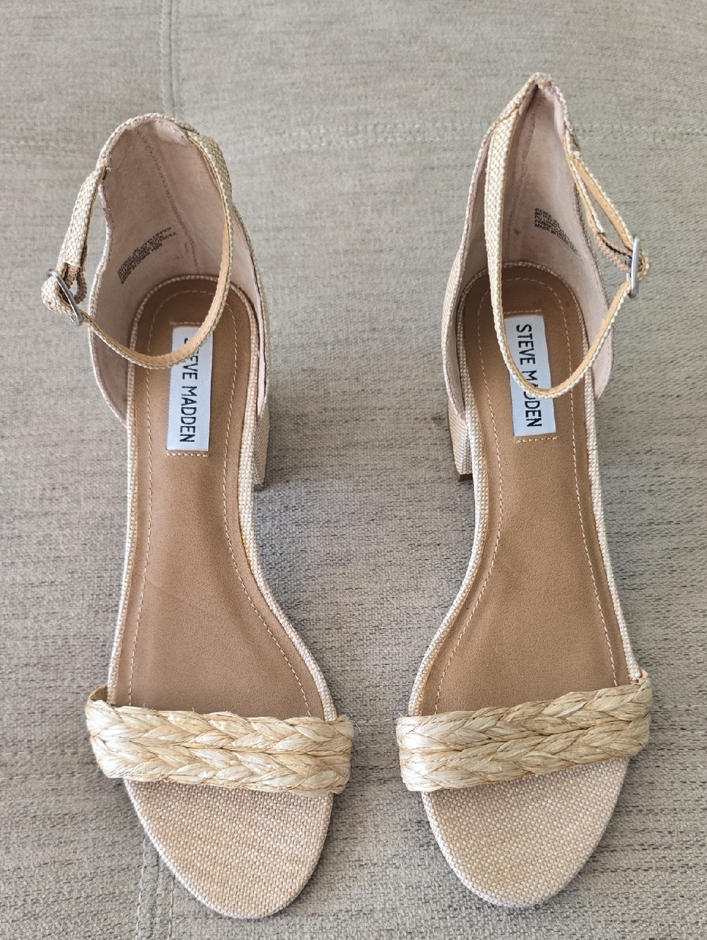 Steve Madden Renee Natural Braided Espadrille Wedge Sandals Sz 9